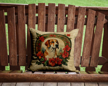 Load image into Gallery viewer, English Foxhound Christmas Flowers Throw Pillow - 14x14 Decorative Pillow – Art for Your Home &amp; Patio