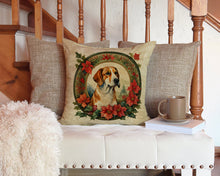 Load image into Gallery viewer, English Foxhound Christmas Flowers Throw Pillow - 14x14 Decorative Pillow – Art for Your Home &amp; Patio