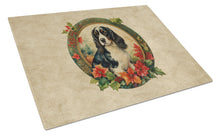 Load image into Gallery viewer, English Springer Spaniel Christmas Flowers Glass Cutting Boards – Durable, Decorative Kitchen Art