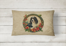 Load image into Gallery viewer, English Springer Spaniel Christmas Flowers Throw Pillow
