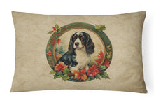 Load image into Gallery viewer, English Springer Spaniel Christmas Flowers Throw Pillow