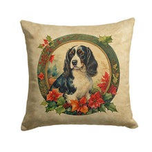 Load image into Gallery viewer, English Springer Spaniel Christmas Flowers Throw Pillow