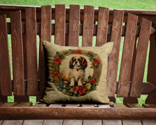 Load image into Gallery viewer, English Toy Spaniel Christmas Flowers Throw Pillow - 14x14 Decorative Pillow – Art for Your Home &amp; Patio