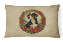 Load image into Gallery viewer, Entlebucher Mountain Dog Christmas Flowers Throw Pillow