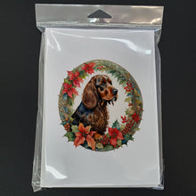 Load image into Gallery viewer, Field Spaniel Christmas Flowers Greeting Cards - Blank Note Cards – 8-Pack of Artist-Designed Cards with Envelopes