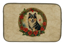 Load image into Gallery viewer, Finnish Lapphund Christmas Flowers Dish Drying Mat