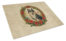 Load image into Gallery viewer, Finnish Lapphund Christmas Flowers Glass Cutting Boards – Durable, Decorative Kitchen Art