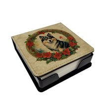 Load image into Gallery viewer, Finnish Lapphund Christmas Flowers PU Leather Note Paper Holder