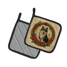 Load image into Gallery viewer, Finnish Lapphund Christmas Flowers Pot Holders - Set of 2 Decorative Kitchen Helpers | Made in the USA