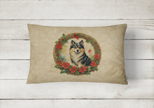 Load image into Gallery viewer, Finnish Lapphund Christmas Flowers Throw Pillow