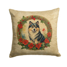 Load image into Gallery viewer, Finnish Lapphund Christmas Flowers Throw Pillow - 14x14 Decorative Pillow – Art for Your Home &amp; Patio