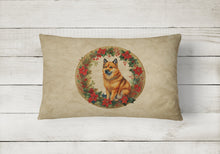 Load image into Gallery viewer, Finnish Spitz Christmas Flowers Throw Pillow