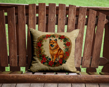 Load image into Gallery viewer, Finnish Spitz Christmas Flowers Throw Pillow - 14x14 Decorative Pillow – Art for Your Home &amp; Patio