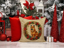 Load image into Gallery viewer, Finnish Spitz Christmas Flowers Throw Pillow