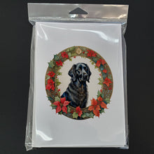 Load image into Gallery viewer, Flat-Coated Retriever Christmas Flowers Greeting Cards - Blank Note Cards – 8-Pack of Artist-Designed Cards with Envelopes