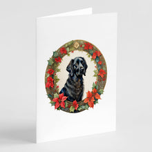 Load image into Gallery viewer, Flat-Coated Retriever Christmas Flowers Greeting Cards - Blank Note Cards – 8-Pack of Artist-Designed Cards with Envelopes