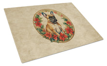 Load image into Gallery viewer, French Bulldog Christmas Flowers Glass Cutting Boards – Durable, Decorative Kitchen Art