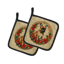 Load image into Gallery viewer, French Bulldog Christmas Flowers Pot Holders - Set of 2 Decorative Kitchen Helpers | Made in the USA
