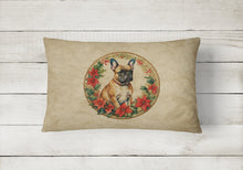 Load image into Gallery viewer, French Bulldog Christmas Flowers Throw Pillow