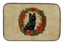 Load image into Gallery viewer, German Spitz Christmas Flowers Dish Drying Mat