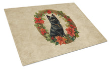 Load image into Gallery viewer, German Spitz Christmas Flowers Glass Cutting Boards – Durable, Decorative Kitchen Art