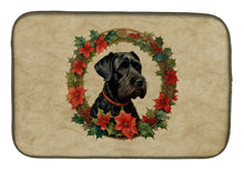 Load image into Gallery viewer, Giant Schnauzer Christmas Flowers Dish Drying Mat