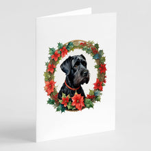 Load image into Gallery viewer, Giant Schnauzer Christmas Flowers Greeting Cards - Blank Note Cards – 8-Pack of Artist-Designed Cards with Envelopes