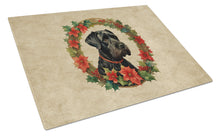 Load image into Gallery viewer, Giant Schnauzer Christmas Flowers Glass Cutting Boards – Durable, Decorative Kitchen Art