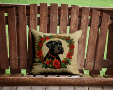 Load image into Gallery viewer, Giant Schnauzer Christmas Flowers Throw Pillow - 14x14 Decorative Pillow – Art for Your Home &amp; Patio