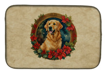 Load image into Gallery viewer, Golden Retriever Christmas Flowers Dish Drying Mat