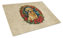Load image into Gallery viewer, Golden Retriever Christmas Flowers Glass Cutting Boards – Durable, Decorative Kitchen Art