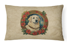Load image into Gallery viewer, Great Pyrenees Christmas Flowers Throw Pillow