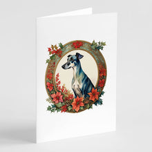 Load image into Gallery viewer, Greyhound Christmas Flowers Greeting Cards - Blank Note Cards – 8-Pack of Artist-Designed Cards with Envelopes