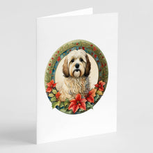 Load image into Gallery viewer, Havanese Christmas Flowers Greeting Cards - Blank Note Cards – 8-Pack of Artist-Designed Cards with Envelopes