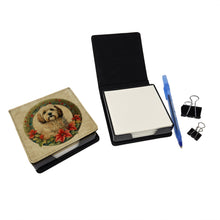 Load image into Gallery viewer, Havanese Christmas Flowers PU Leather Note Paper Holder