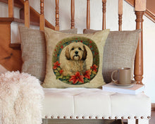 Load image into Gallery viewer, Havanese Christmas Flowers Throw Pillow - 14x14 Decorative Pillow – Art for Your Home &amp; Patio