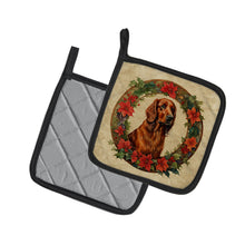 Load image into Gallery viewer, Irish Setter Christmas Flowers Pot Holders - Set of 2 Decorative Kitchen Helpers | Made in the USA
