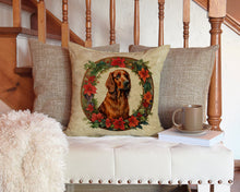 Load image into Gallery viewer, Irish Setter Christmas Flowers Throw Pillow - 14x14 Decorative Pillow – Art for Your Home &amp; Patio
