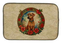 Load image into Gallery viewer, Irish Terrier Christmas Flowers Dish Drying Mat