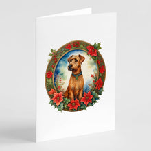 Load image into Gallery viewer, Irish Terrier Christmas Flowers Greeting Cards - Blank Note Cards – 8-Pack of Artist-Designed Cards with Envelopes