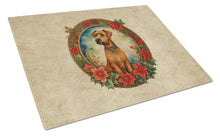 Load image into Gallery viewer, Irish Terrier Christmas Flowers Glass Cutting Boards – Durable, Decorative Kitchen Art