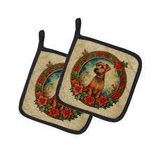 Load image into Gallery viewer, Irish Terrier Christmas Flowers Pot Holders - Set of 2 Decorative Kitchen Helpers | Made in the USA