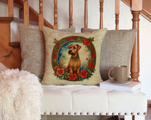 Load image into Gallery viewer, Irish Terrier Christmas Flowers Throw Pillow - 14x14 Decorative Pillow – Art for Your Home &amp; Patio