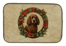 Load image into Gallery viewer, Irish Water Spaniel Christmas Flowers Dish Drying Mat