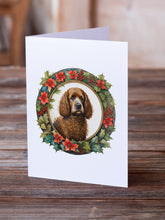 Load image into Gallery viewer, Irish Water Spaniel Christmas Flowers Greeting Cards - Blank Note Cards – 8-Pack of Artist-Designed Cards with Envelopes