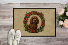 Load image into Gallery viewer, Irish Water Spaniel Christmas Flowers Doormat