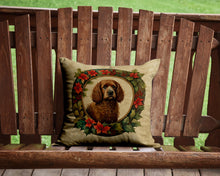 Load image into Gallery viewer, Irish Water Spaniel Christmas Flowers Throw Pillow - 14x14 Decorative Pillow – Art for Your Home &amp; Patio