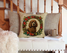 Load image into Gallery viewer, Irish Water Spaniel Christmas Flowers Throw Pillow - 14x14 Decorative Pillow – Art for Your Home &amp; Patio