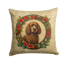 Load image into Gallery viewer, Irish Water Spaniel Christmas Flowers Throw Pillow