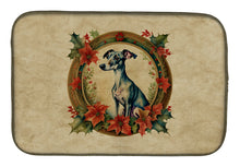 Load image into Gallery viewer, Italian Greyhound Christmas Flowers Dish Drying Mat